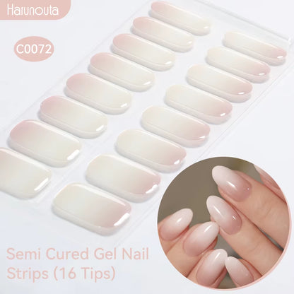 Jelly Pink Glitter Semi Cured Gel Nail Sticker Long-Lasting UV Nail Sticker UV/LED Extension Gel Polish Full Cover