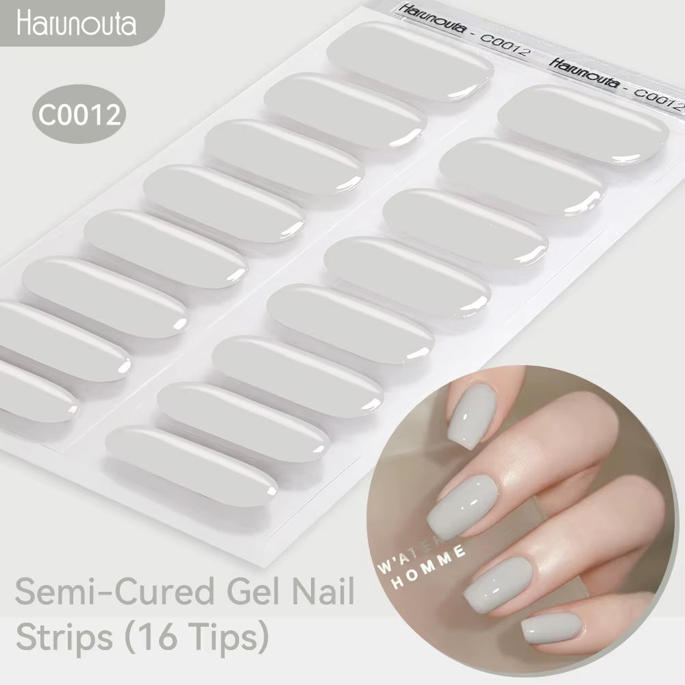 Jelly Pink Glitter Semi Cured Gel Nail Sticker Long-Lasting UV Nail Sticker UV/LED Extension Gel Polish Full Cover