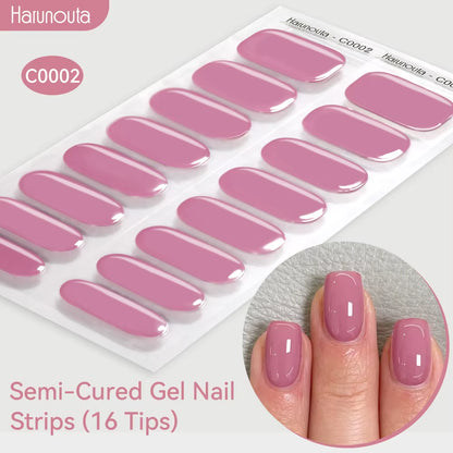 Jelly Pink Glitter Semi Cured Gel Nail Sticker Long-Lasting UV Nail Sticker UV/LED Extension Gel Polish Full Cover